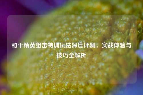 和平精英狙击特训玩法深度评测，实战体验与技巧全解析