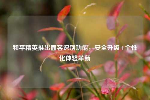 和平精英推出面容识别功能，安全升级+个性化体验革新