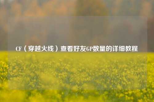 CF（穿越火线）查看好友GP数量的详细教程
