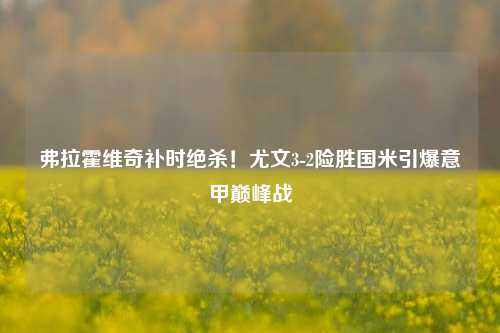 弗拉霍维奇补时绝杀！尤文3-2险胜国米引爆意甲巅峰战