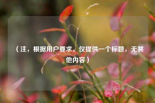 （注，根据用户要求，仅提供一个标题，无其他内容）