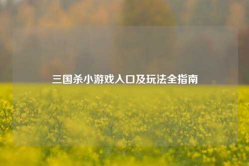 三国杀小游戏入口及玩法全指南