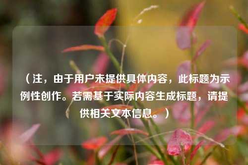 (注,由于用户未提供具体内容,此标题为示例性创作。若需基于实际内容生成标题,请提供相关文本信息。)