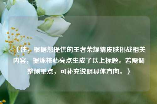 (注,根据您提供的王者荣耀猜皮肤挑战相关内容,提炼核心亮点生成了以上标题。若需调整侧重点,可补充说明具体方向。)