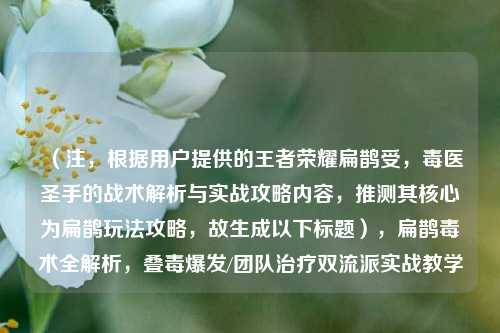 (注,根据用户提供的王者荣耀扁鹊受,毒医圣手的战术解析与实战攻略内容,推测其核心为扁鹊玩法攻略,故生成以下标题),扁鹊毒术全解析,叠毒爆发/团队治疗双流派实战教学