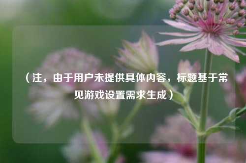 (注,由于用户未提供具体内容,标题基于常见游戏设置需求生成)