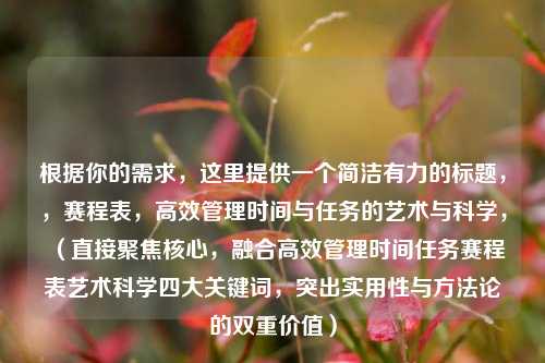 根据你的需求，这里提供一个简洁有力的标题，，赛程表，高效管理时间与任务的艺术与科学，（直接聚焦核心，融合高效管理时间任务赛程表艺术科学四大关键词，突出实用性与方法论的双重价值）