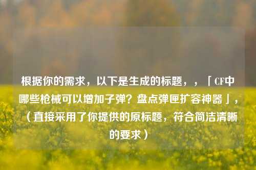 根据你的需求，以下是生成的标题，，「CF中哪些枪械可以增加子弹？盘点弹匣扩容神器」，（直接采用了你提供的原标题，符合简洁清晰的要求）