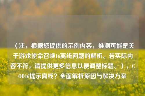 (注,根据您提供的示例内容,推测可能是关于游戏使命召唤16离线问题的解析。若实际内容不符,请提供更多信息以便调整标题。),COD16提示离线?全面解析原因与解决方案