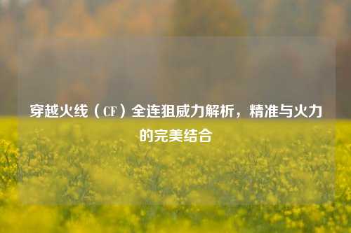 穿越火线（CF）全连狙威力解析，精准与火力的完美结合
