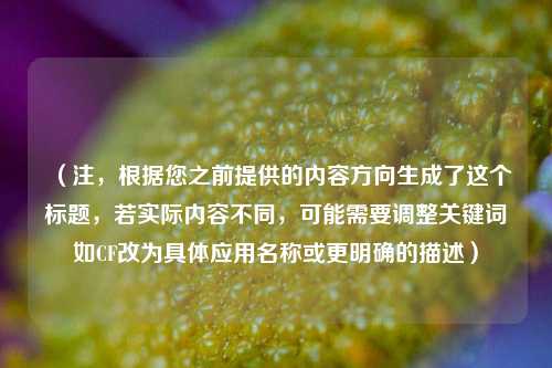 (注,根据您之前提供的内容方向生成了这个标题,若实际内容不同,可能需要调整关键词如CF改为具体应用名称或更明确的描述)