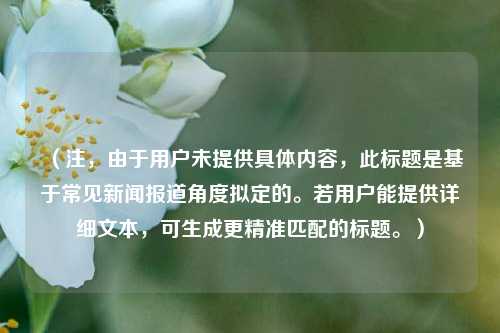 (注,由于用户未提供具体内容,此标题是基于常见新闻报道角度拟定的。若用户能提供详细文本,可生成更精准匹配的标题。)