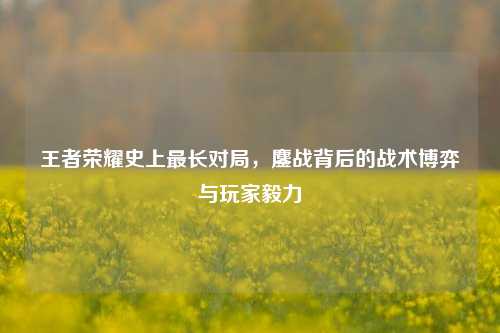 王者荣耀史上最长对局,鏖战背后的战术博弈与玩家毅力