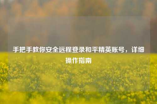 手把手教你安全远程登录和平精英账号,详细操作指南