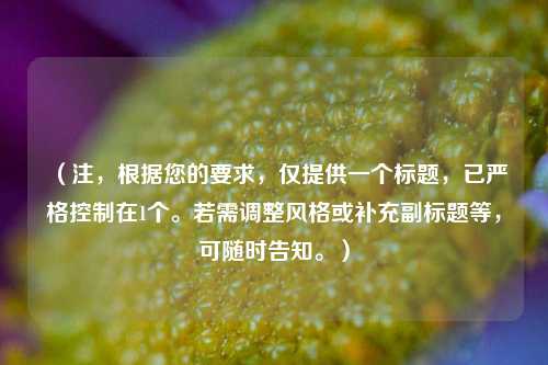 (注,根据您的要求,仅提供一个标题,已严格控制在1个。若需调整风格或补充副标题等,可随时告知。)