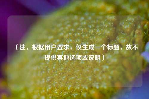 (注,根据用户要求,仅生成一个标题,故不提供其他选项或说明)