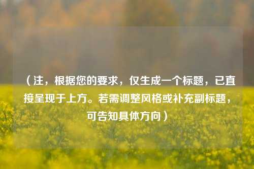 (注,根据您的要求,仅生成一个标题,已直接呈现于上方。若需调整风格或补充副标题,可告知具体方向)