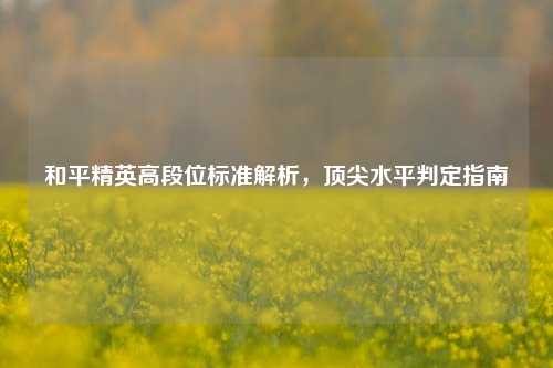 和平精英高段位标准解析,顶尖水平判定指南