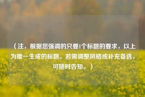 (注,根据您强调的只要1个标题的要求,以上为唯一生成的标题。若需调整风格或补充备选,可随时告知。)