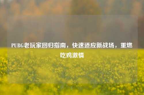 PUBG老玩家回归指南，快速适应新战场，重燃吃鸡激情