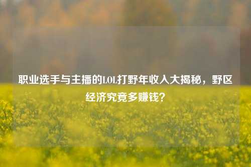 职业选手与主播的LOL打野年收入大揭秘，野区经济究竟多赚钱？