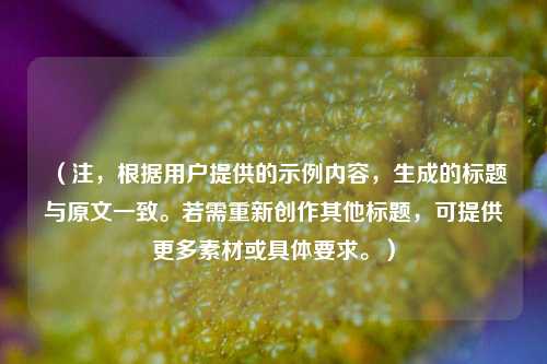 (注,根据用户提供的示例内容,生成的标题与原文一致。若需重新创作其他标题,可提供更多素材或具体要求。)