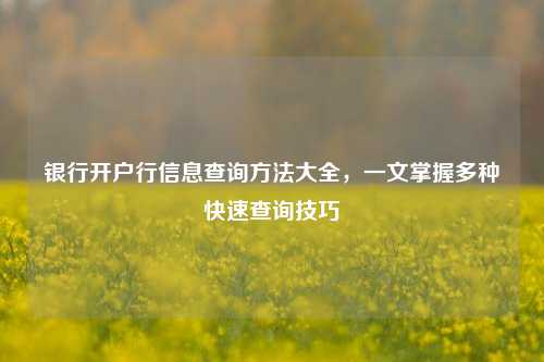 银行开户行信息查询方法大全,一文掌握多种快速查询技巧
