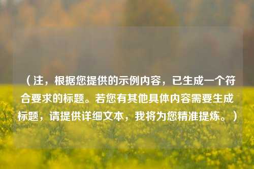 (注,根据您提供的示例内容,已生成一个符合要求的标题。若您有其他具体内容需要生成标题,请提供详细文本,我将为您精准提炼。)
