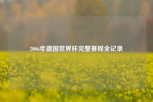 2006年德国世界杯完整赛程全记录