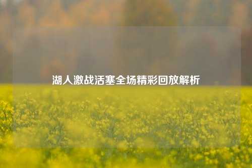 湖人激战活塞全场精彩回放解析