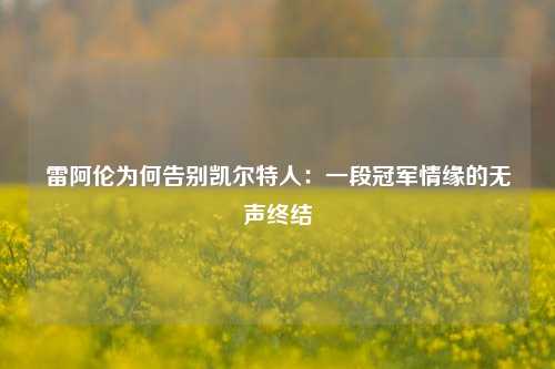雷阿伦为何告别凯尔特人:一段冠军情缘的无声终结