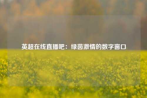 英超在线直播吧：绿茵激情的数字窗口